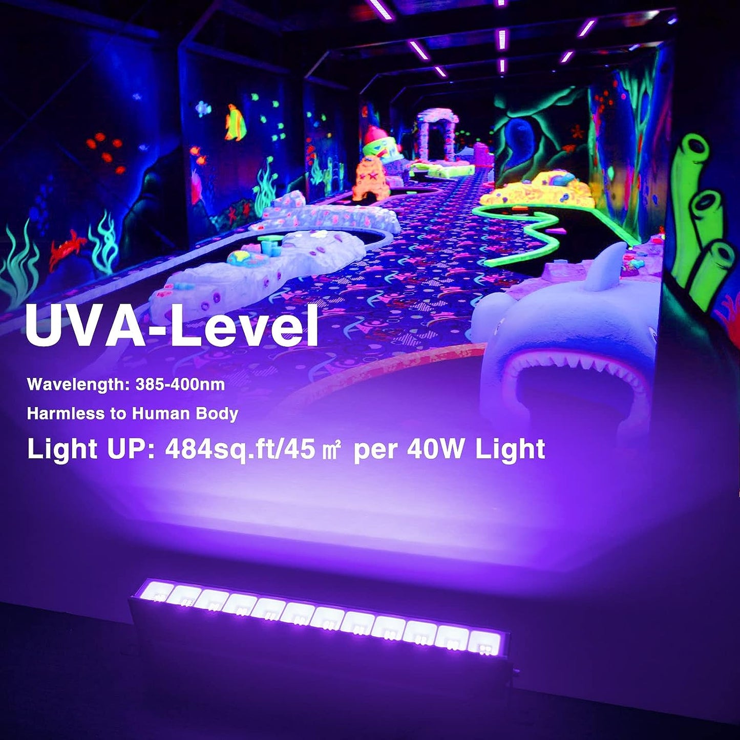 Atfoyer 40W LED Black Light Bar Black Lights for Glow Party Blacklight with Plug Each Light Up 484 Sq.ft Area Glow Light for Halloween Fluorescent Body Paint Stage Lighting Bedroom