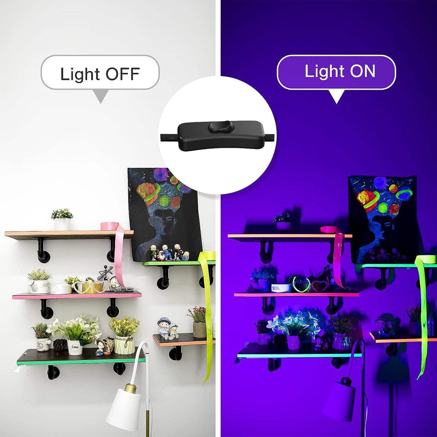 Atfoyer 40W LED Black Light Bar Black Lights for Glow Party Blacklight with Plug Each Light Up 484 Sq.ft Area Glow Light for Halloween Fluorescent Body Paint Stage Lighting Bedroom