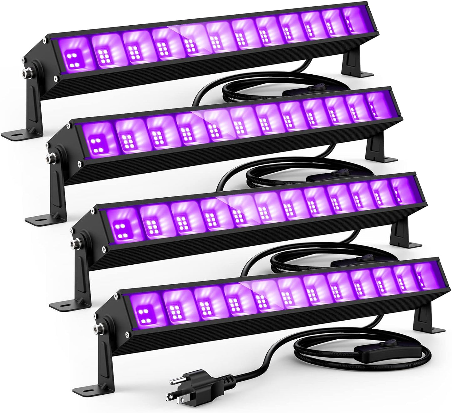 Atfoyer 40W LED Black Light Bar Black Lights for Glow Party Blacklight with Plug Each Light Up 484 Sq.ft Area Glow Light for Halloween Fluorescent Body Paint Stage Lighting Bedroom