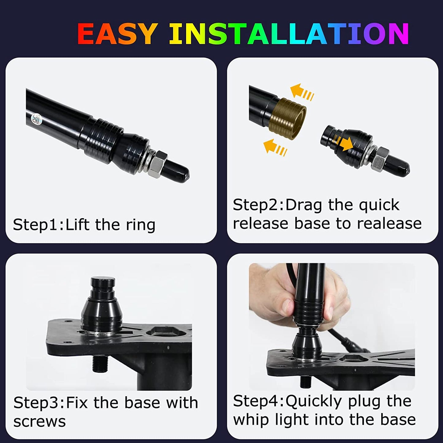 Lamvip 3 英尺 2 件式 LED 汽车旗杆灯